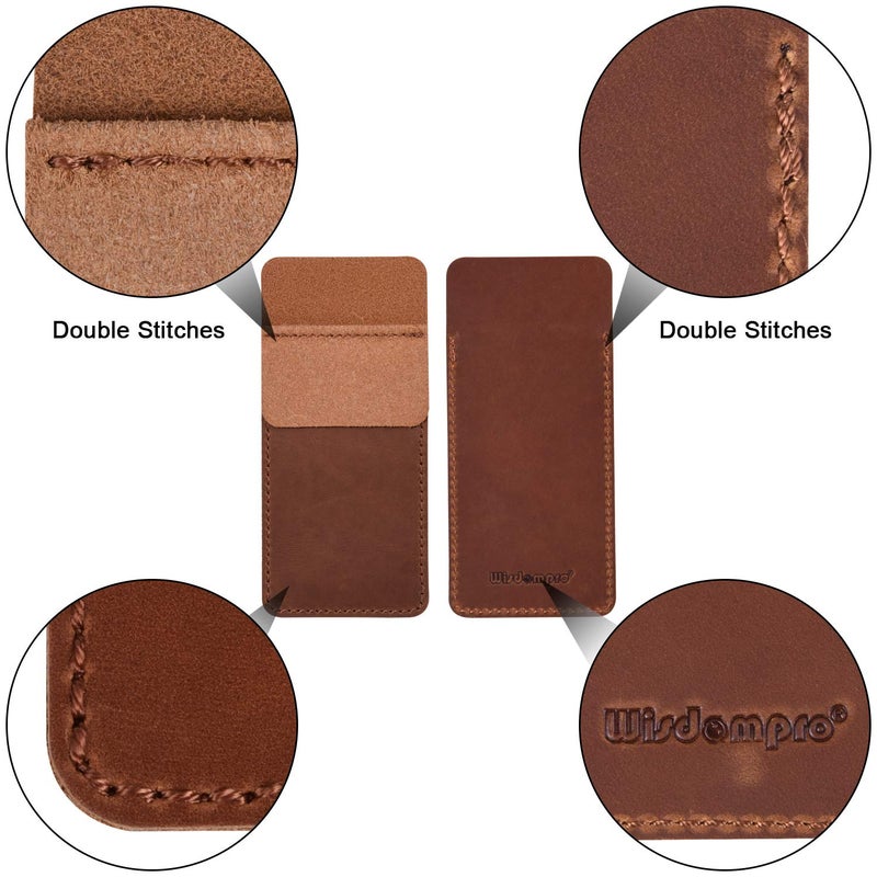 Wisdompro Genuine Leather Heavy Duty Pocket Protector Pen Holder Pouch for Shirts, Lab Coats, Pants - Multi-Purpose; Holds Pens, Pointers, Pencils, and Notes - Vintage Brown - Image 4